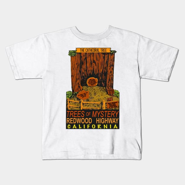 Trees of Mystery // Redwood California Kids T-Shirt by darklordpug